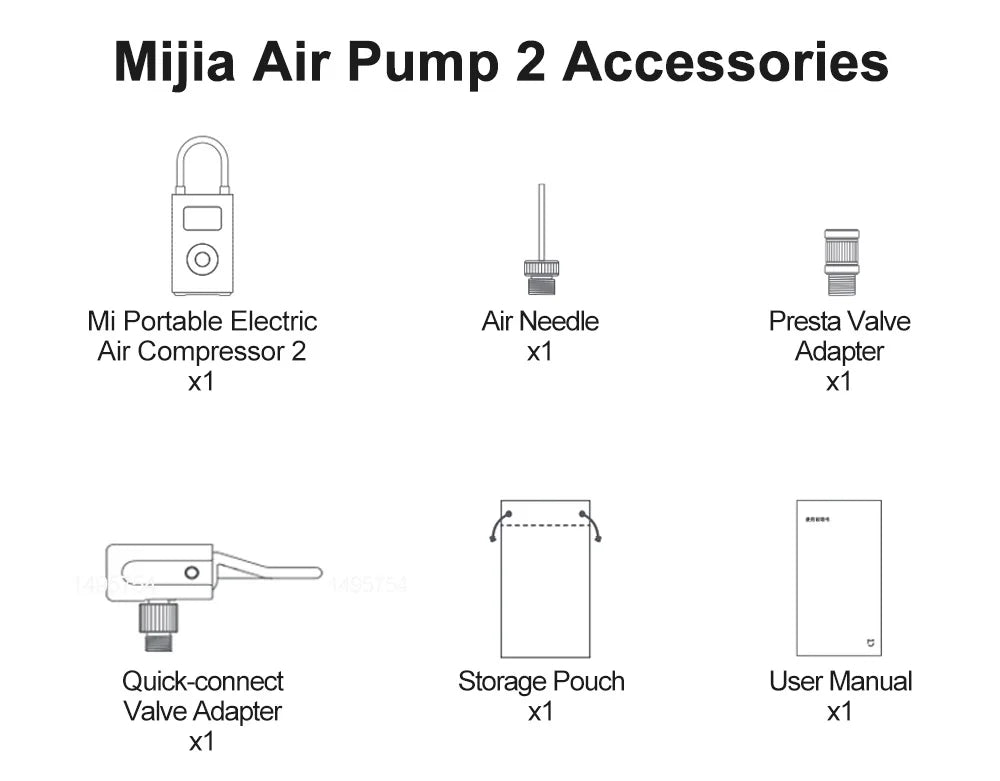 Xiaomi Mijia Air Pump 2 25%Speed Boost Mini Portable Electric Air Compressor Treasure 150PSI Type-C LED Multitool Inflator Xiomi