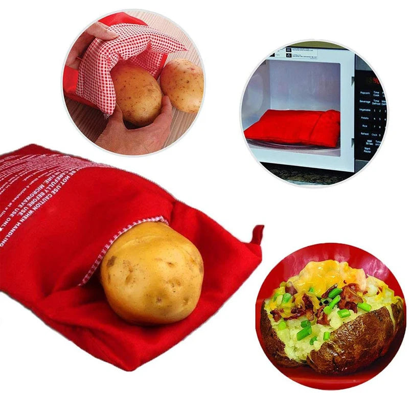 Microwave Potato Bag Reusable Express Microwave Potato Cooker Bag Baked Potato Cooker Perfect Potatoes 4 Minutes Red Baked Pouch