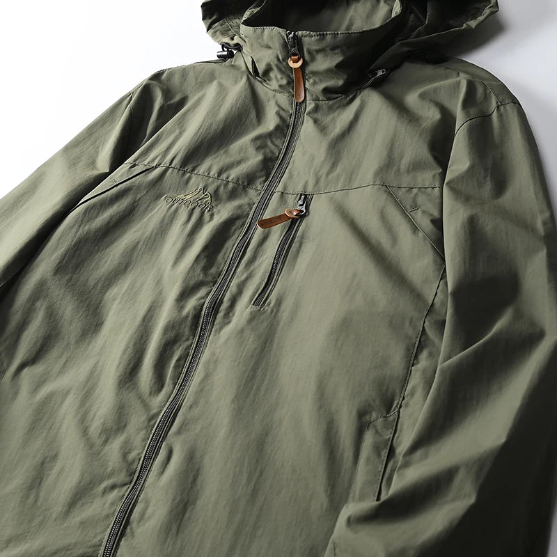 Windbreaker Men Tactical Jacket Waterproof Outdoor Hooded Coat Sports Military European Size S-5XL Field Climbing Thin Outwear