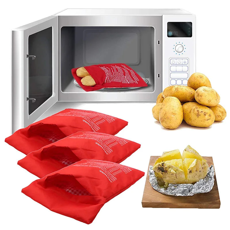 Microwave Potato Bag Reusable Express Microwave Potato Cooker Bag Baked Potato Cooker Perfect Potatoes 4 Minutes Red Baked Pouch